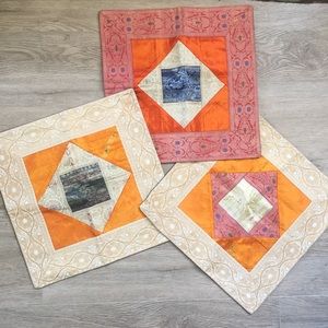 Set of 3 Silk pillowcases from India 15.5” NEW